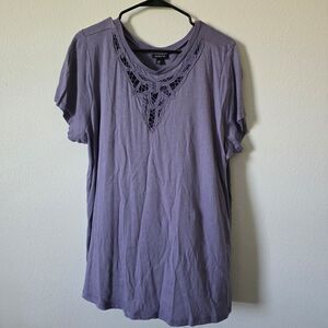 Torrid Purple Cotton Modal Crochet Neck Tee Women's 2X